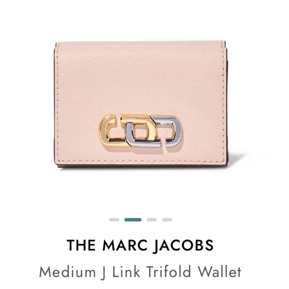 Marc Jacobs Medium J-Link Tri-Fold Wallet in Apricot Beige Leather NWT
